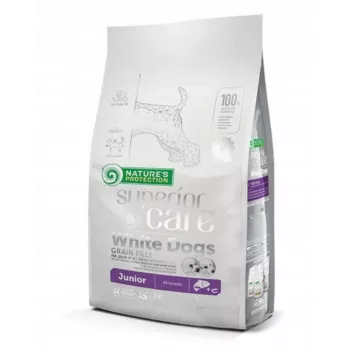 Sausas šunų maistas nature’s protection Superior Care White Dogs be grūdų Junior lašišos skonio 1,5 kg — jauniems šunims, 26% baltymų, 15% riebalų