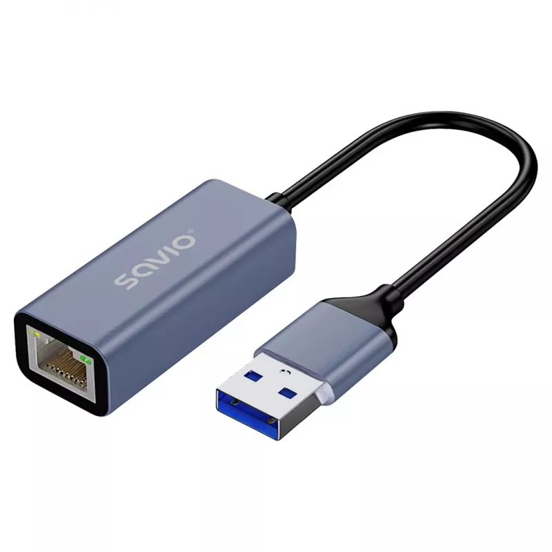 Tinklo sąsajos adapteris SAVIO AK-83 USB Type-A į RJ-45, 5 Gbit/s, juodas