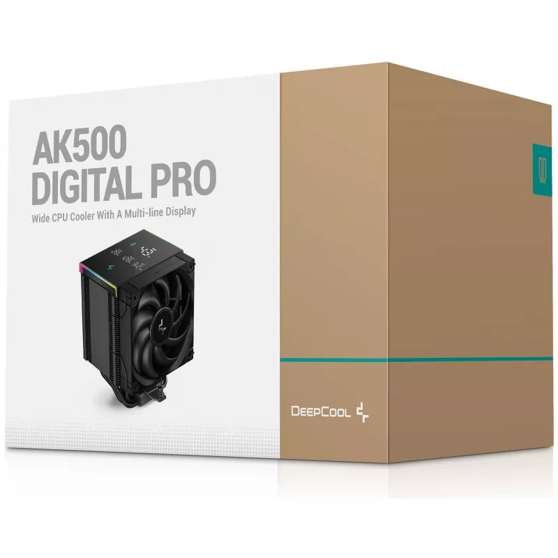 Oro aušintuvas DeepCool AK500 Digital Pro 12 cm juodas su skysčių dinaminiu guoliu