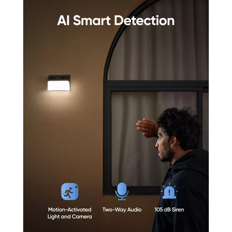 Anker Innovations Eufy Solar Wall Light Cam S120 - Tinklo stebėjimo kamera - atspari oro sąlygoms - spalva (diena/naktis)