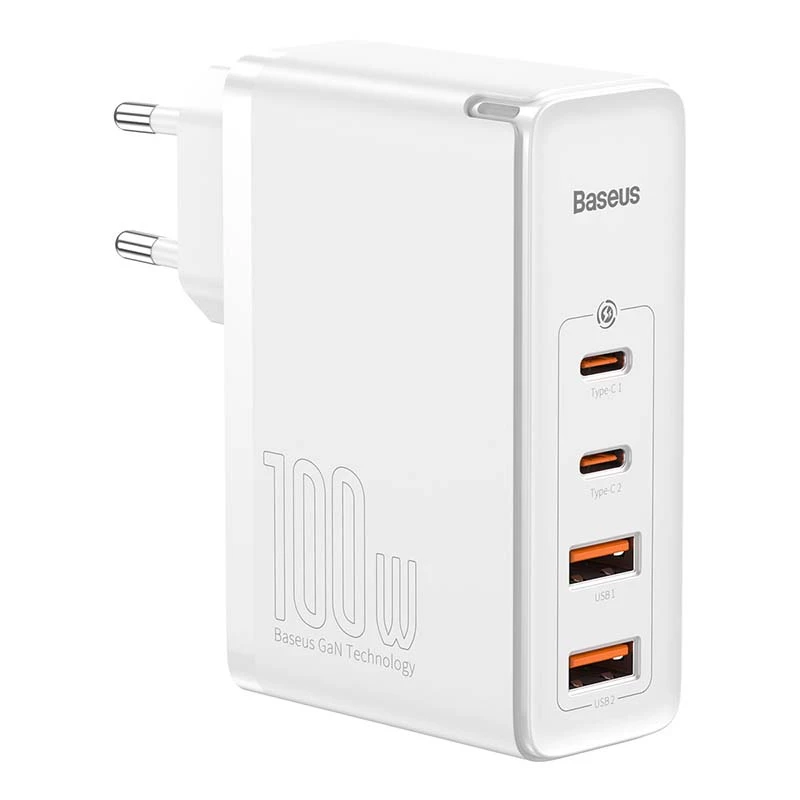 Travel Charger Baseus GaN2 Pro Quick 2x USB + 2x USB-C, 100W, EU (Balta)
