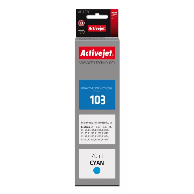 Activejet AE-103C rašalas (Epson 103 C13T00S24A pakaitalas; Supreme; 70 ml; žydra)