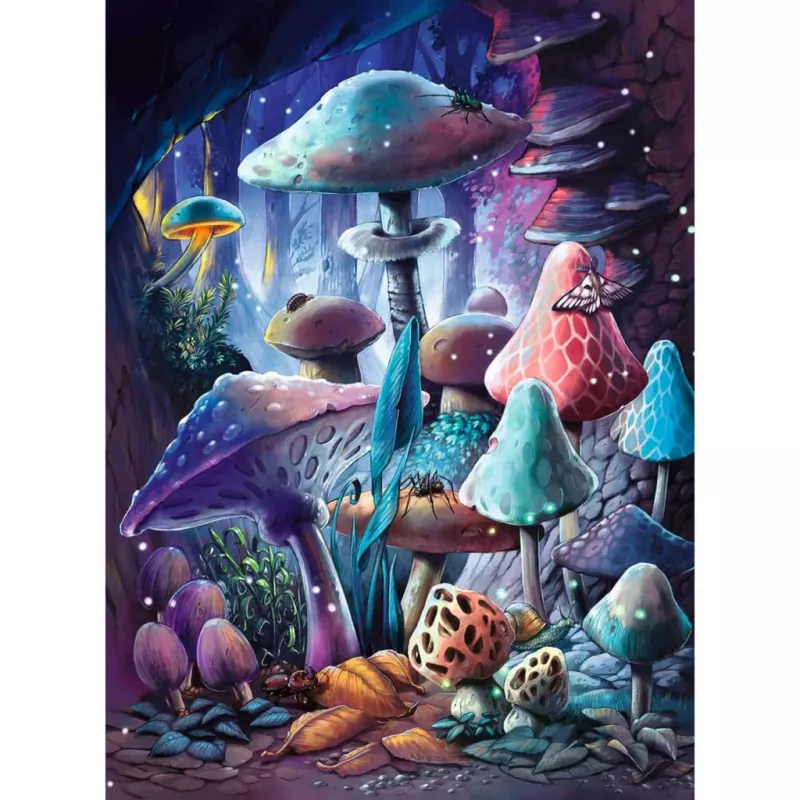 Dėlionė Ravensburger Grybai mėnulio šviesoje, švytinti tamsoje, 500 dalių
