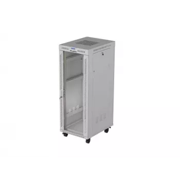 19 colių 32U LANBERG stovimasis stovas-spinta 600×800 mm pilka su stiklinėmis durelėmis ir LCD (plokščia pakuotė)