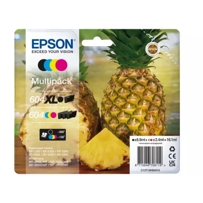 Epson 604XL rašalo kasetė 4 vnt. Originali didelio našumo (XL) Juoda, Žydra, Purpurinė, Geltona