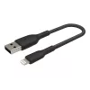 Kabelis Braided USB-Lightning 15 cm juodas