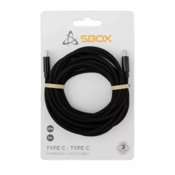 USB Type-C laidas SBOX 3 m, Type-C į Type-C, juodas