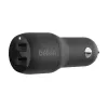 Dvigubas USB-A automobilinis įkroviklis 12W x2 Juodas