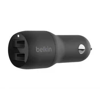 Dvigubas USB-A automobilinis įkroviklis 12W x2 Juodas