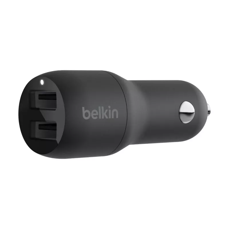 Dvigubas USB-A automobilinis įkroviklis 12W x2 Juodas
