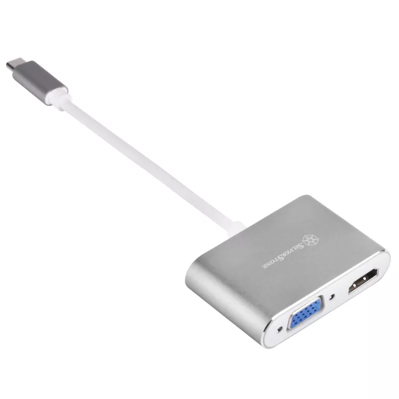 Išorinis vaizdo adapteris SidabrinėSTONE EP16 USB-C 3.1 su HDMI ir VGA išvestimis