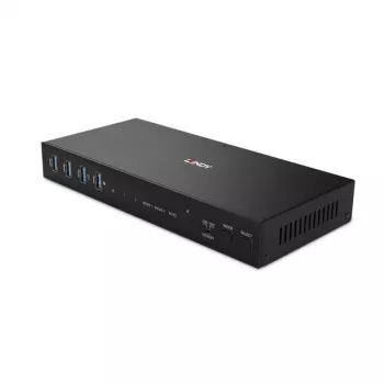 Lindy 2 prievadų dviejų ekranų HDMI 4K60, USB 3.0 KVM jungiklis, 4096 x 2160 pikselių, 4K Ultra HD, juodas