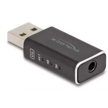 DeLOCK kabelio jungties adapteris USB 2.0 Type-A 3,5 mm 4 kontaktų juodas 68001