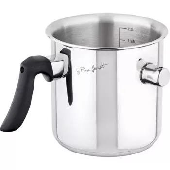 Pieno puodas LAMART LT1068, dvigubos sienelės nerūdijantis plienas, sumuštininis dugnas, 1,5 l, švilpukas, tūrio skalė