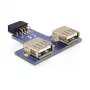 DeLOCK 9 kontaktų 2,54 mm 2 x USB 2.0 1 x 9 kontaktų 2,54 mm juoda mėlyna sidabrinė