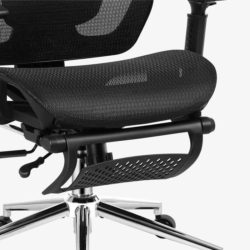 Sukiojama kėdė mark adler MA-EXPERT 5.7 — ergonomiška tinklelio ofiso kėdė, reguliuojamo aukščio, galvos atrama, porankiai, kojų atrama, juoda