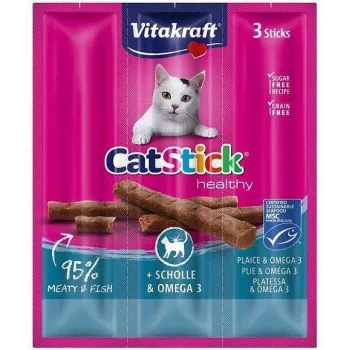 Kačių skanėstai Vitakraft CatStick 31218 jautiena kiauliena paukštiena 18 g pakelis, 3 vnt., be grūdų, be cukraus