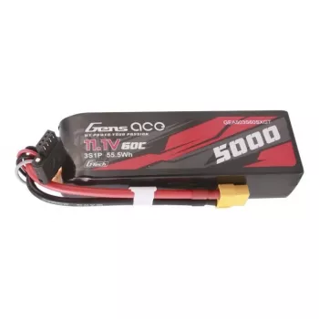 Gens ace G-Tech 5000mAh 11.1V 60C 3S1P trumpo dydžio ličio polimerų baterija su XT60 kištuku