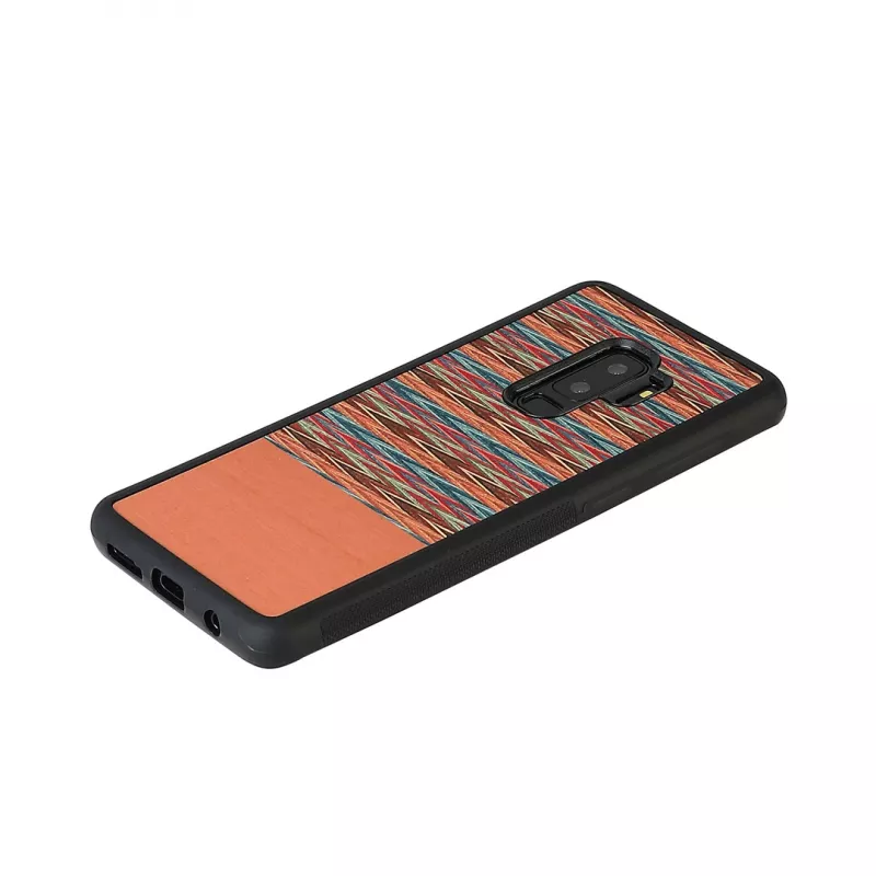 man and wood išmaniojo telefono dėklas Samsung Galaxy S9 Plus — rudas languotas su juodu apvadu
