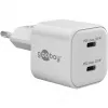 USB-C dvigubas greitasis įkroviklis Nano, PD, GaN, 35 W (baltas, 2x USB-C, Power Delivery 3.0)