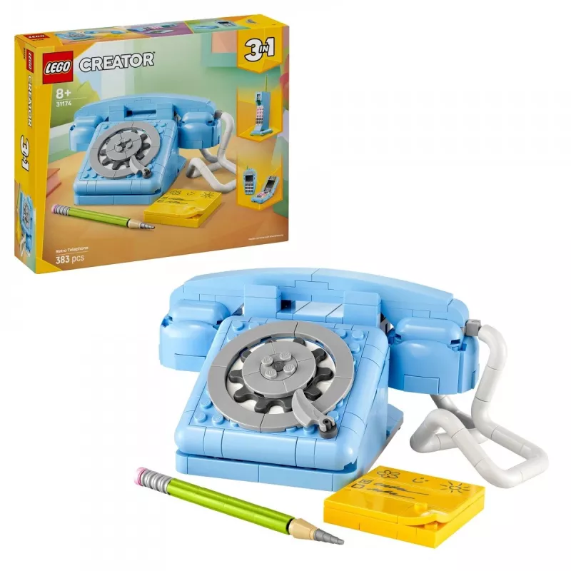 Konstravimo žaislas LEGO Creator 3-in-1 31174 Retro telefono rinkinys, 383 dalys, 8+ metų, 70×110×150 mm