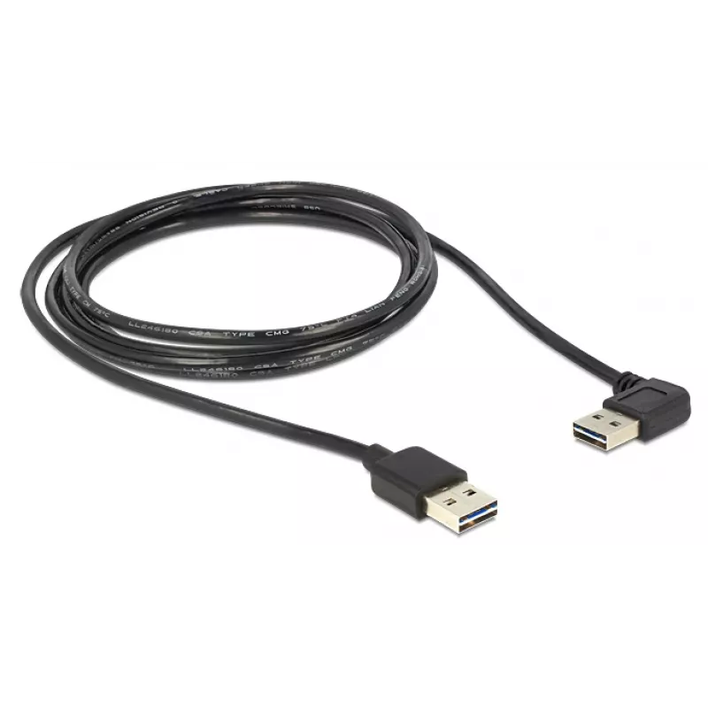 USB laidas DeLOCK 1m USB 2.0 A (vyr./vyr.) 90° juodas