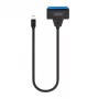 SAVIO SATA į USB-C sąsajos kabelis AK-69, SATA lizdas į USB-C kištuką, USB 3.2 Gen 1 (5 Gbit/s), 0,25 m, juodas