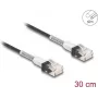 Tinklo kabelis DeLOCK RJ45 0,3 m Cat.6A UTP plonas juodas