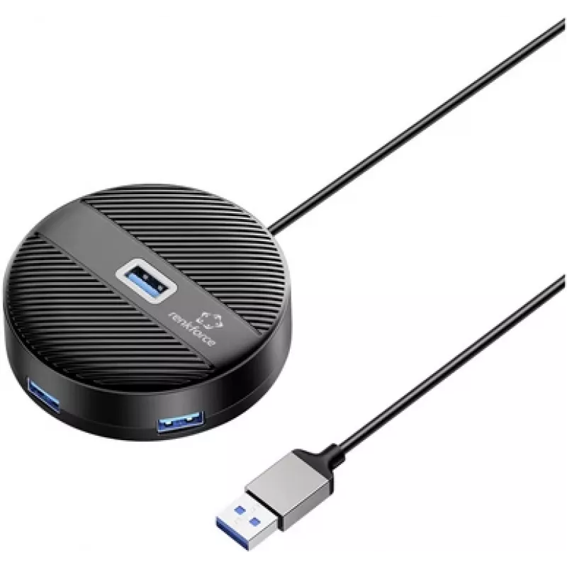 Renkforce RF-USBH-400 4 prievadų USB 3.0 šakotuvas, juodas, matinis (RF-6266640)