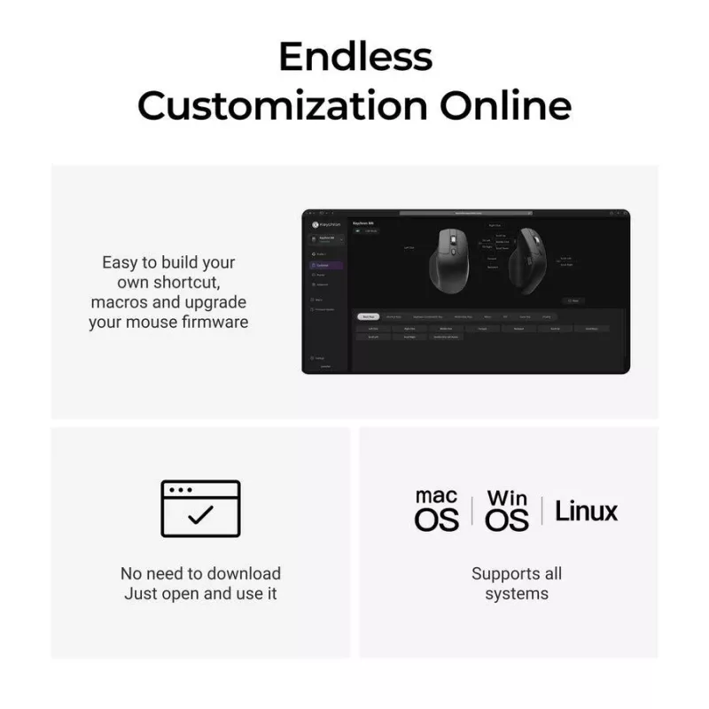 Pelė Keychron M6 Dešiniarankė Universali — Optinė, RF Belaidė + Bluetooth + USB-C, 30000 DPI, Juoda