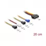 Maitinimo kabelis DELOCK SATA 15 kontaktų į 4×2 kontaktų ventiliatorių (12 V / 7 V / 5 V), 20 cm