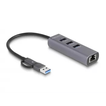 DeLOCK 64282 nešiojamojo kompiuterio prijungimo stotelė ir prievadų replikatorius Laidinis USB 3.2 Gen 1 (3.1 Gen 1) Type-C Pilka (64282)