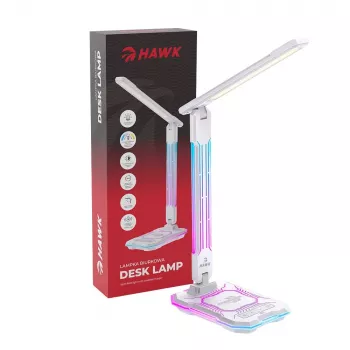 Stalinė lempa Hawk HW-LAMP04 balta LED reguliuojama, balta apdaila, reguliuojama galvutė ir rankena