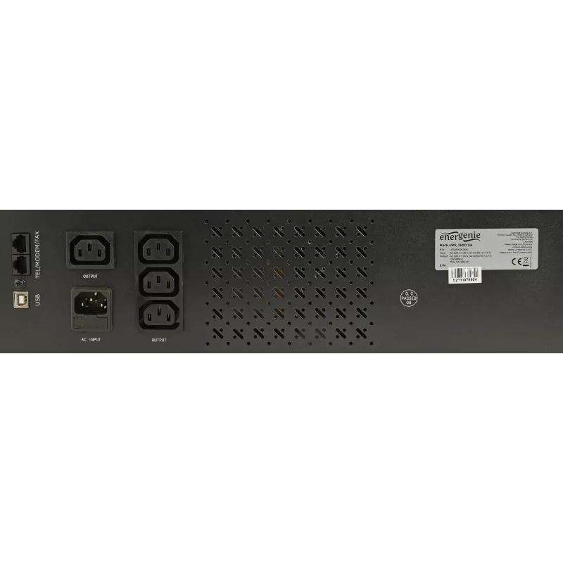 Gembird - UPS stelažinis 19'' 3.4U 1500VA, 4x IEC 230V išėjimai, IEC14 įėjimas, RJ11, USB, LCD, Line-Interactive 1.5 kVA 900 W 4 AC lizdai