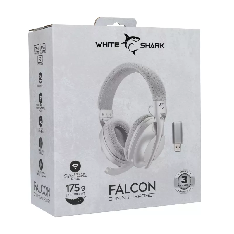 Ausinės White Shark WGH-2441 Falcon Balta/Pilka