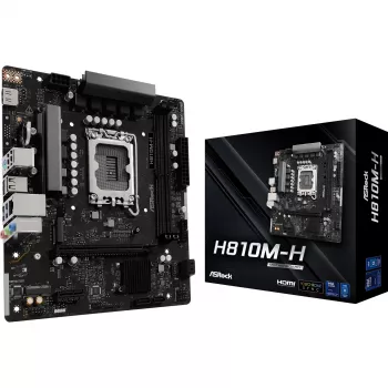 Motininė plokštė ASROCK H810M‑X micro ATX Intel H810 LGA 1851 DDR5 2× DIMM 128GB M.2 2.5GbE HDMI DisplayPort