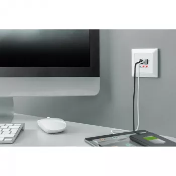 DIGITUS DA-70618 - USB išvestis - USB, USB Type C - 2 USB prievadai, 1 USB-C lizdas - 3,1 A - RAL 9003, signalinė balta