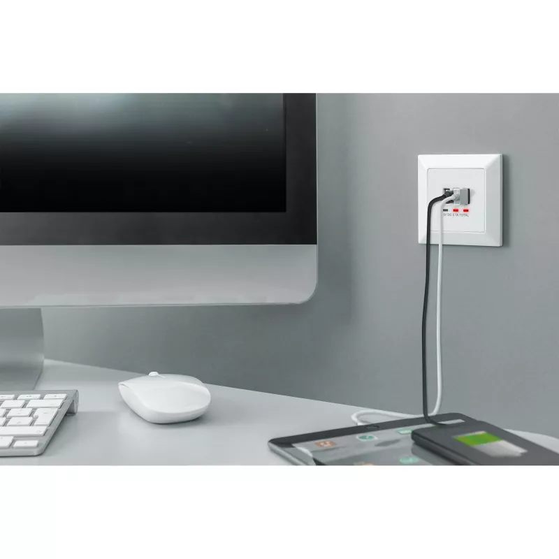 DIGITUS DA-70618 - USB išvestis - USB, USB Type C - 2 USB prievadai, 1 USB-C lizdas - 3,1 A - RAL 9003, signalinė balta