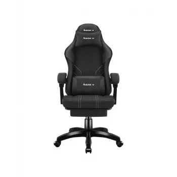 Žaidimų kėdė huzaro Force 3.7 Carbon Juoda — ergonomiška, reguliuojamo aukščio 107,5–116,5 cm, 5 ratukai, juosmens ir kaklo pagalvės