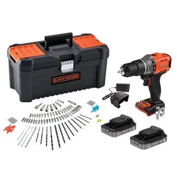 18V BCD383D2TA Juoda+DECKER grąžtas/suktuvas