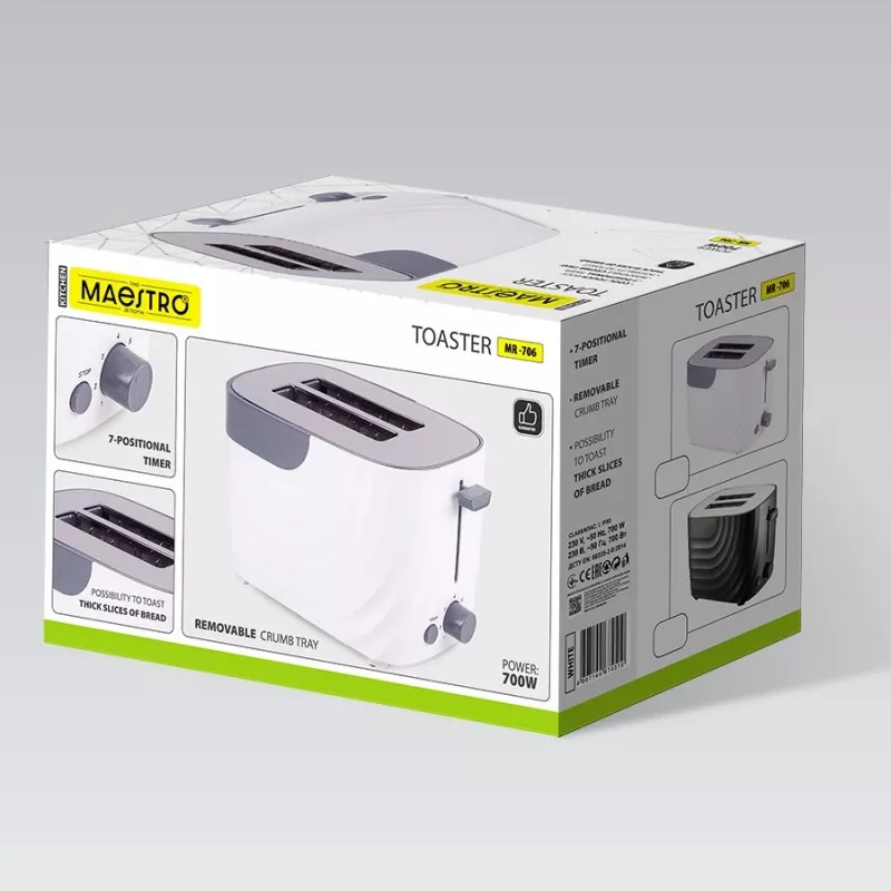 Skrudintuvas Maestro MR-706-White, 2 riekėms, baltas