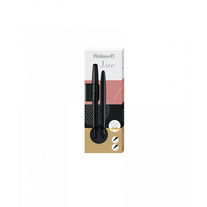 Tušinukas ir plunksnakotis Pelikan Jazz Noble Elegance juoda spalva 2 vnt.