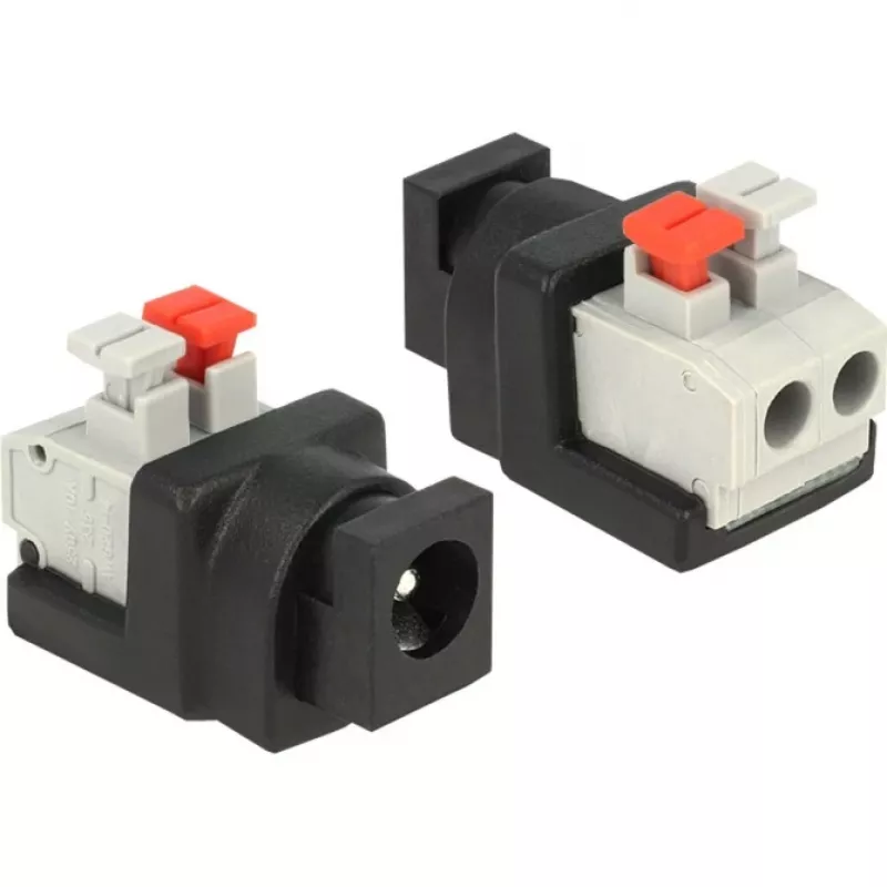 Kabelio jungties adapteris DeLOCK 65524 DC 5.5 x 2.1 mm Juoda Sidabrinė