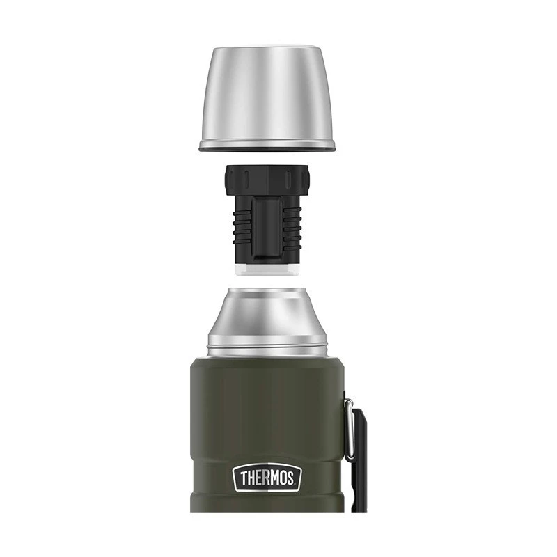 Termosas THERMOS TH-170028 470 ml, vakuuminiu būdu izoliuotas nerūdijantis plienas, armijos žalia, 24 val. karštas / šaltas
