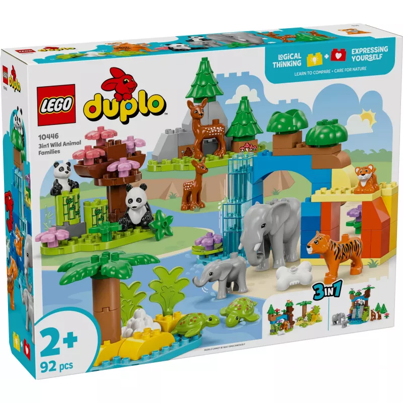 Žaislų rinkinys LEGO DUPLO Town Wild Animal Families 3-in-1 10446 — 92 dalys, amžius 2+, 200×220×340 mm