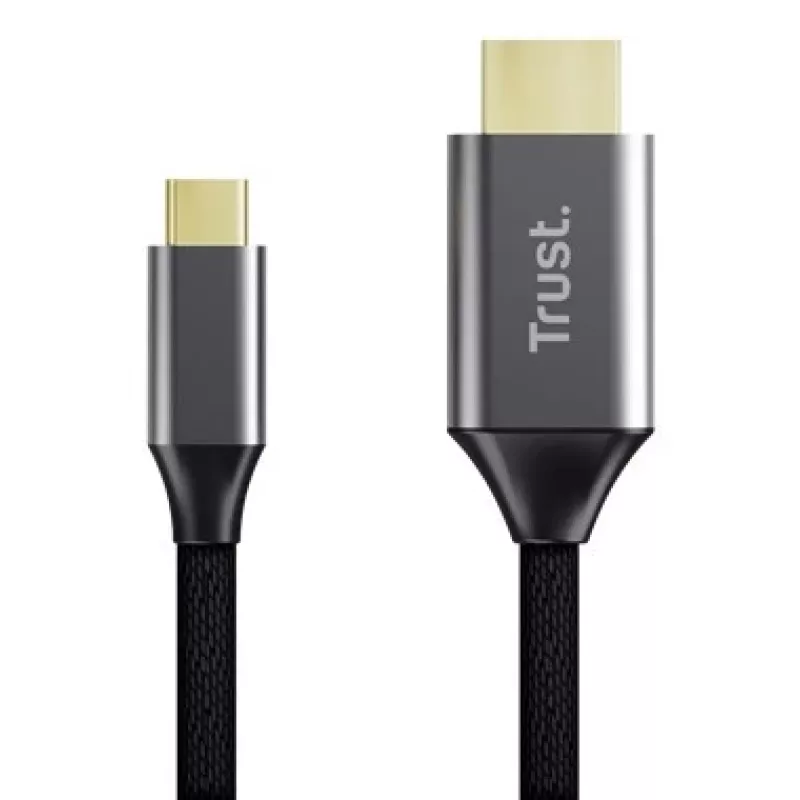 USB-C į HDMI kabelis TRUST CALYX 25630, 4K (3840x2160), 2 m, juodas, vyriškas-vyriškas