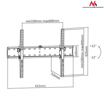 Maclean Mc-668 Sieninis Laikiklis Pakreipiamas, iki 40 kg Vesa 100x100 iki 600x400