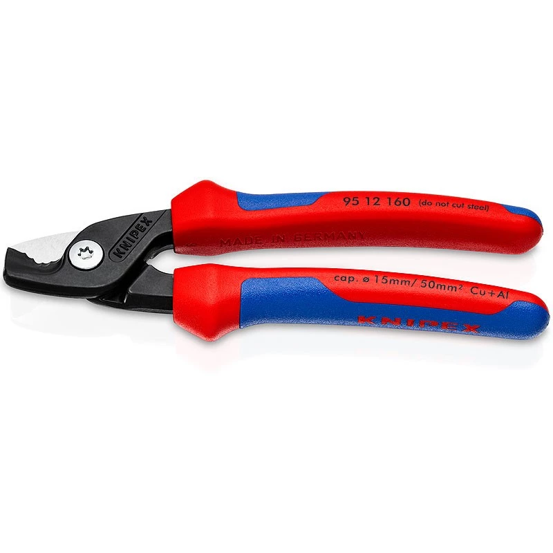 Maitinimo kabelių pjaustytuvas Knipex StepCut juoda mėlyna raudona