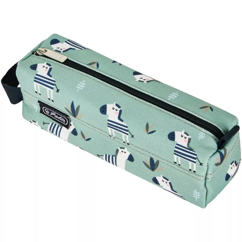 Minkštas penalas Herlitz Quattro Crazy Zebra Poliesteris Juoda Žalia Balta 215x70x80mm