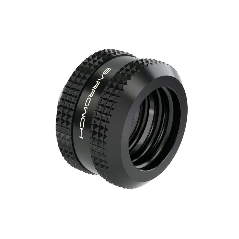 Barrow Hardtube Fitting 14mm G1/4 inch kampinė jungtis — juoda (FBYKN-T14 V1 b)